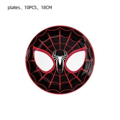 Spider Hero Birthday Party Supplies Set – Kids' Party Tableware Kit with Plates, Cups, Tablecloth, Backdrop, Balloons & Decorations