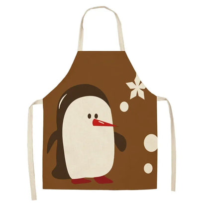 Christmas Moose Print Kitchen Apron – Unisex Cooking & Baking Workwear for Home Cleaning, Barbecue, Restaurant & Kitchen Use