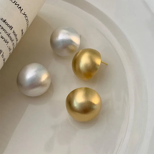 Women’s Charm Exaggerated Round Matte Stud Earrings Korean Fashion Party Temperament Jewelry