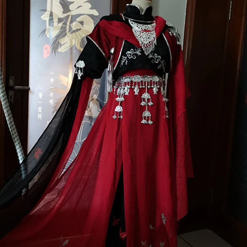 Heaven Official’s Blessing (Tian Guan Ci Fu) Hua Cheng Cosplay Costume – Red Chinese Hanfu Uniform Outfit for Halloween, Roleplay & Anime Events