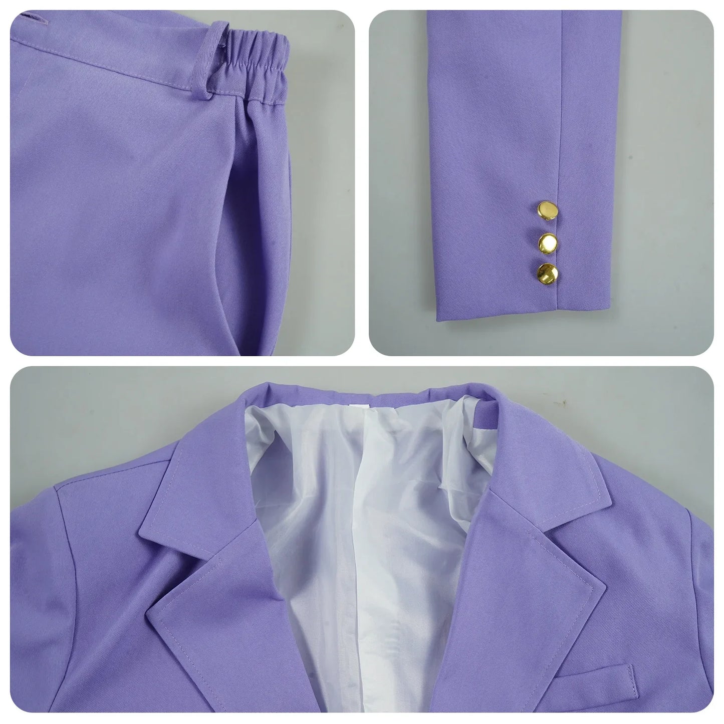 Anime Purple Blazer Cosplay Costume Set – Shirt, Pants, Tie & Belt Outfit for Men & Women Halloween Roleplay Suit