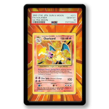 Pokémon Extended Art Card Display Case – Charizard & Venusaur PSA Acrylic Display Stand for Trading Card Collections