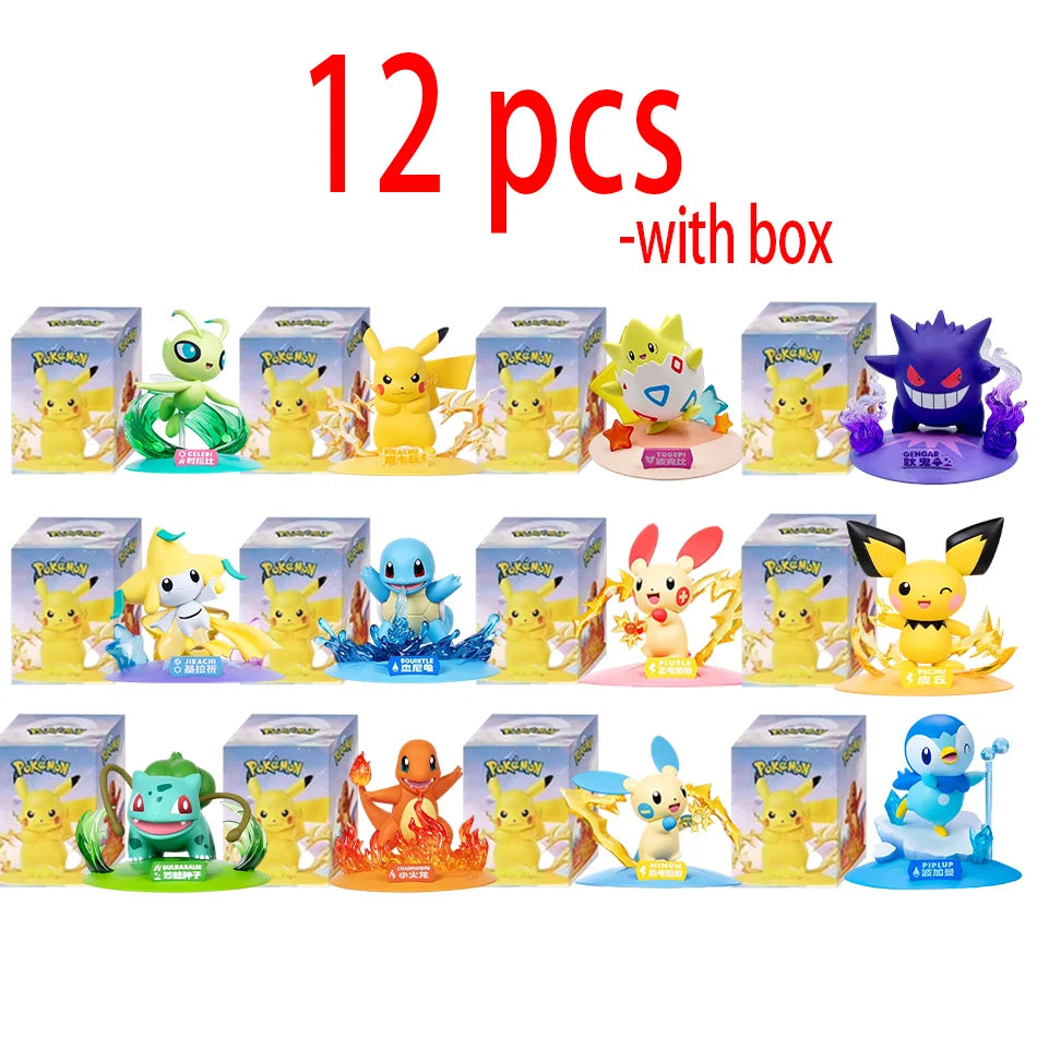 12 Pokémon Action Dolls – Pikachu Blind Box Anime Model Desktop Decorations, Pokémon Toys for Children’s Birthday Gifts