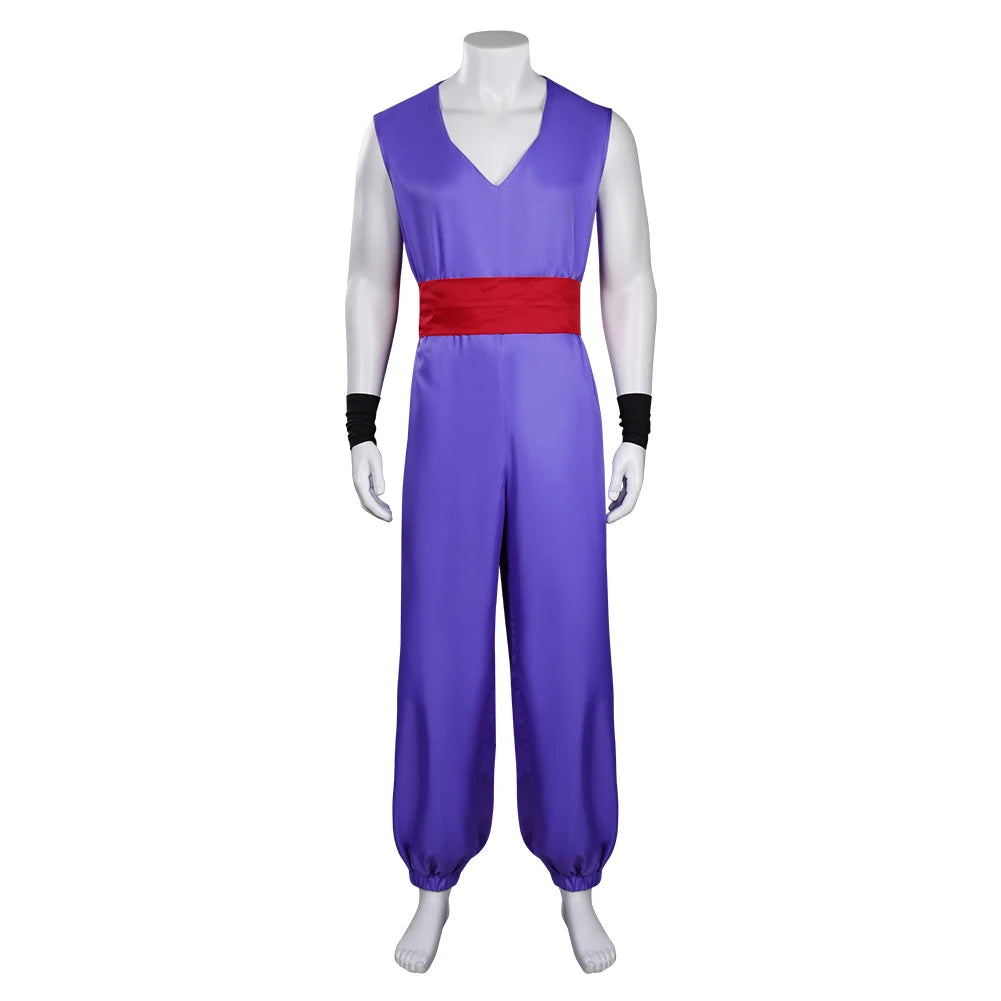 Dragon Ball Gohan Inspired Cosplay Costume – Men’s Jumpsuit Outfit Set with Belt, Shoes & Boots for Halloween, Carnival & Party Roleplay