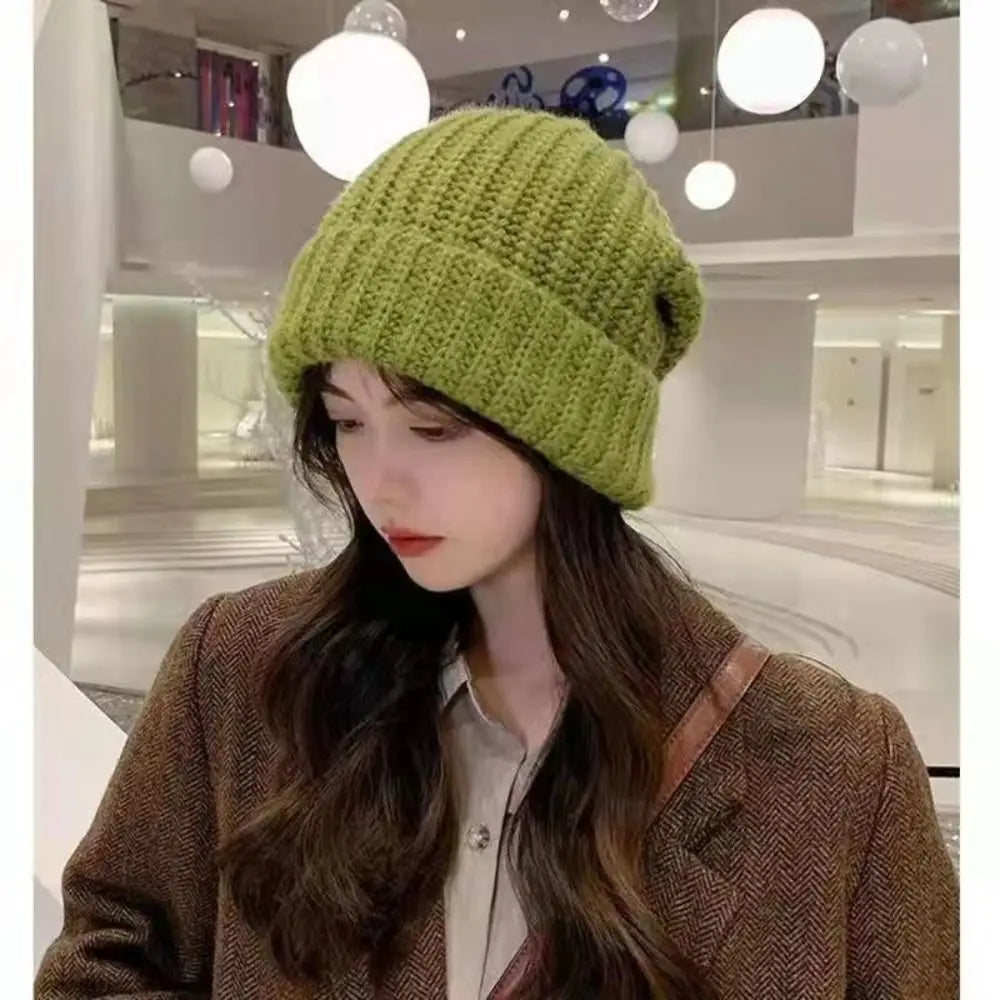Women's Winter Knitted Beanie Hat – Warm Casual Stacking Bonnet Cap, Solid Color Unisex Hip-Hop Hat for Men & Women