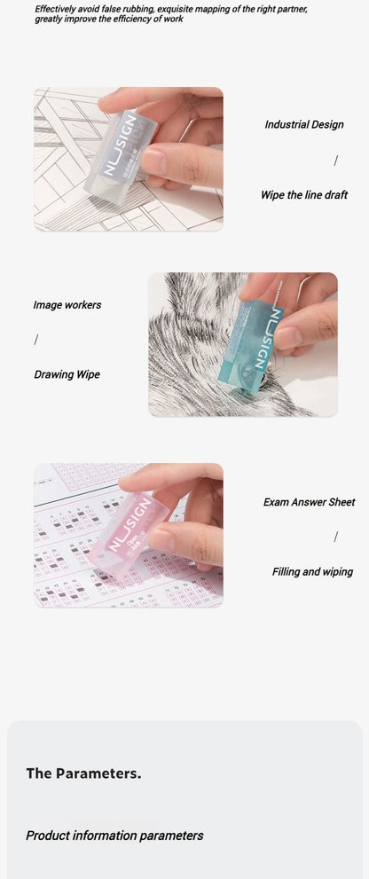 Gomme crayon en caoutchouc souple NUSIGN 2B – Gomme de qualité supérieure pour le dessin et le croquis, idéale pour les étudiants, les artistes, les examens, la peinture, l'école et le bureau