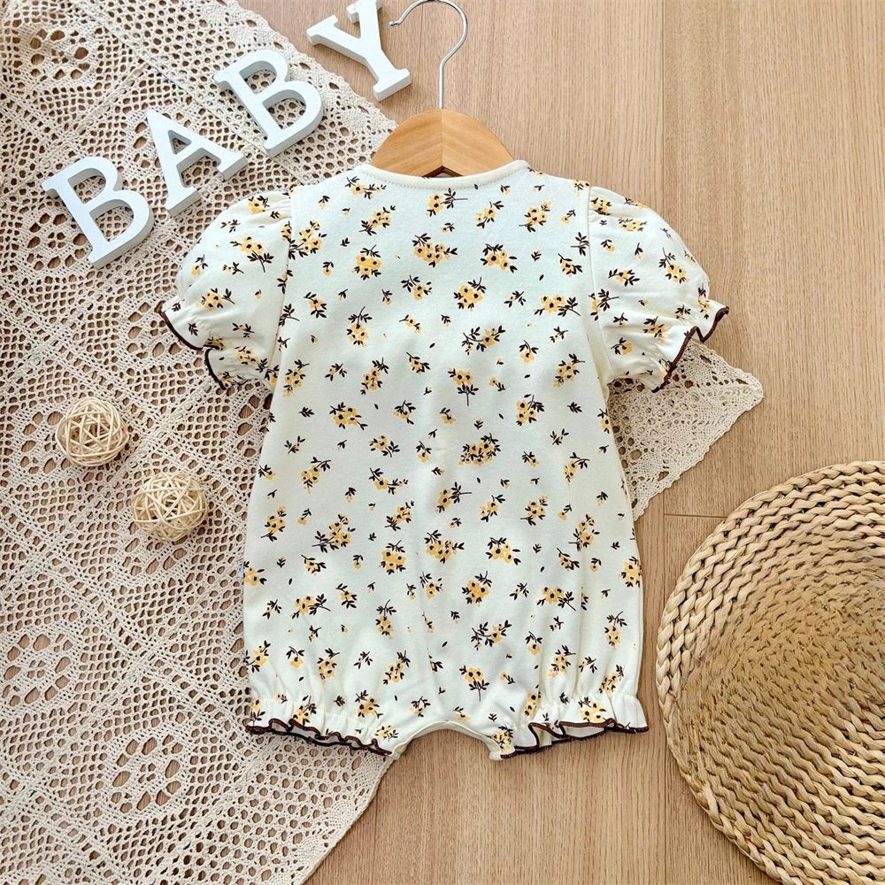 Pelele de verano para bebé recién nacido – Body de manga corta de algodón suave con estampado de dibujos animados para bebés y niñas (3-18 meses)