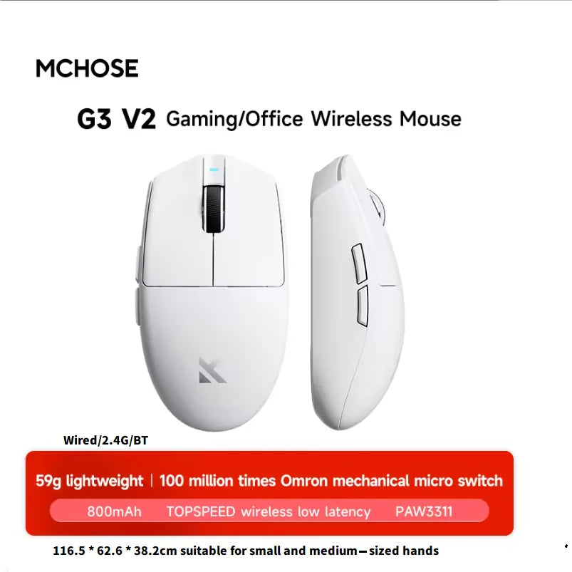 Casque de Jeu Sans Fil MCHOSE V9 Pro 3 Modes – Casque d'Esports Bluetooth, 2.4 GHz & Filaire avec Microphone Anti-Bruit