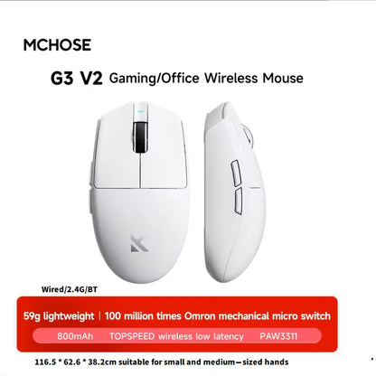 Casque de Jeu Sans Fil MCHOSE V9 Pro 3 Modes – Casque d'Esports Bluetooth, 2.4 GHz & Filaire avec Microphone Anti-Bruit