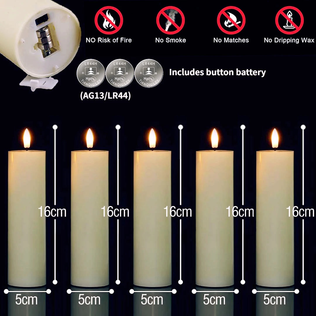 6-120PCS LED Flameless Pillar Candles – Battery-Operated Flickering Fake Candles for Wedding, Birthday, Party & Concert Decor