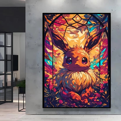 Pokémon Bulbasaur & Pikachu Canvas Wall Art – Bright Garden Themed Cartoon Home Living Room Decor