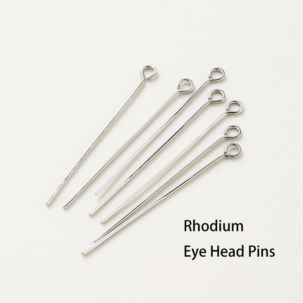 100-Piece 14K & 18K Gold Plated Brass Head Pins Set (16–50mm) – Ball, Flat & Eye Pins for DIY Jewelry Making & Crafts