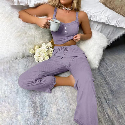 Ensemble de pyjama d'automne pour femme – Haut et pantalon 2 pièces à manches longues, pyjama et tenue de détente doux et confortable