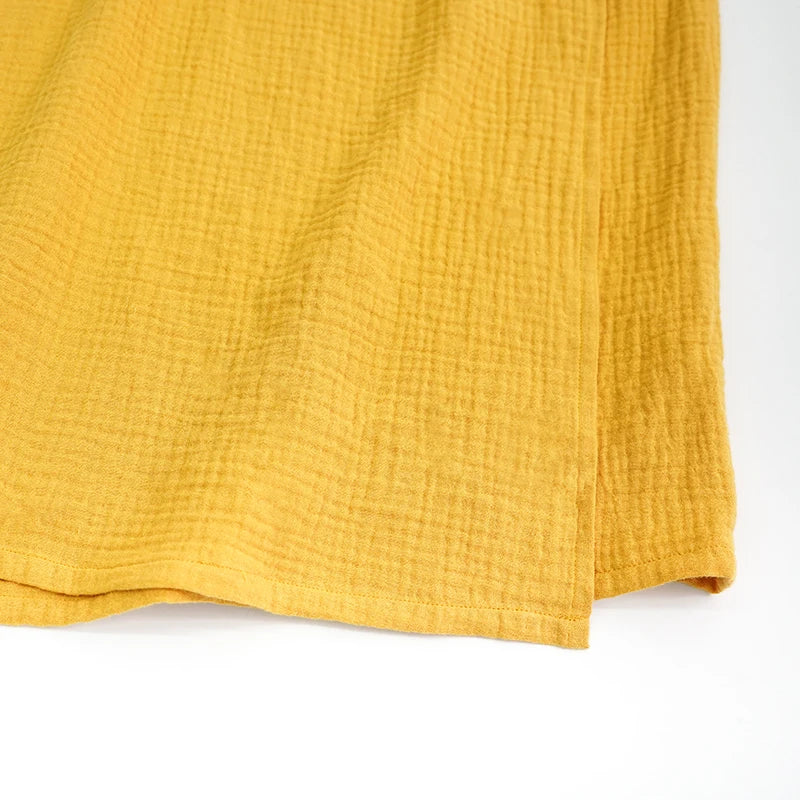Vintage Women's Maxi Dress 100% Cotton Crepe Gauze V-Neck Sleeveless Bandage Long Elegant Summer Dress