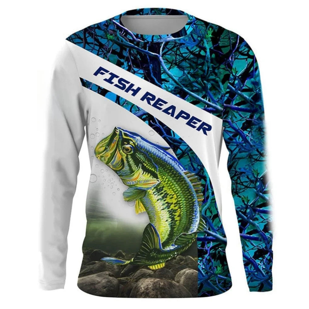 Men's Long Sleeve Fishing Shirt – Casual Crew Neck Outdoor Performance T-Shirt for Fishing, Hiking & Everyday Wear