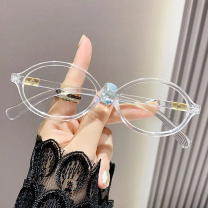 Y2K Retro Oval Glasses for Women – Sweet & Cool Vintage Eyewear with Anti-Blue-Light Lenses for Reading & Computer Use