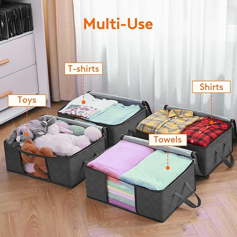 Bolsa de almacenamiento plegable de gran capacidad – Contenedor organizador de ropa y mantas para armarios, guardarropas y organización del hogar