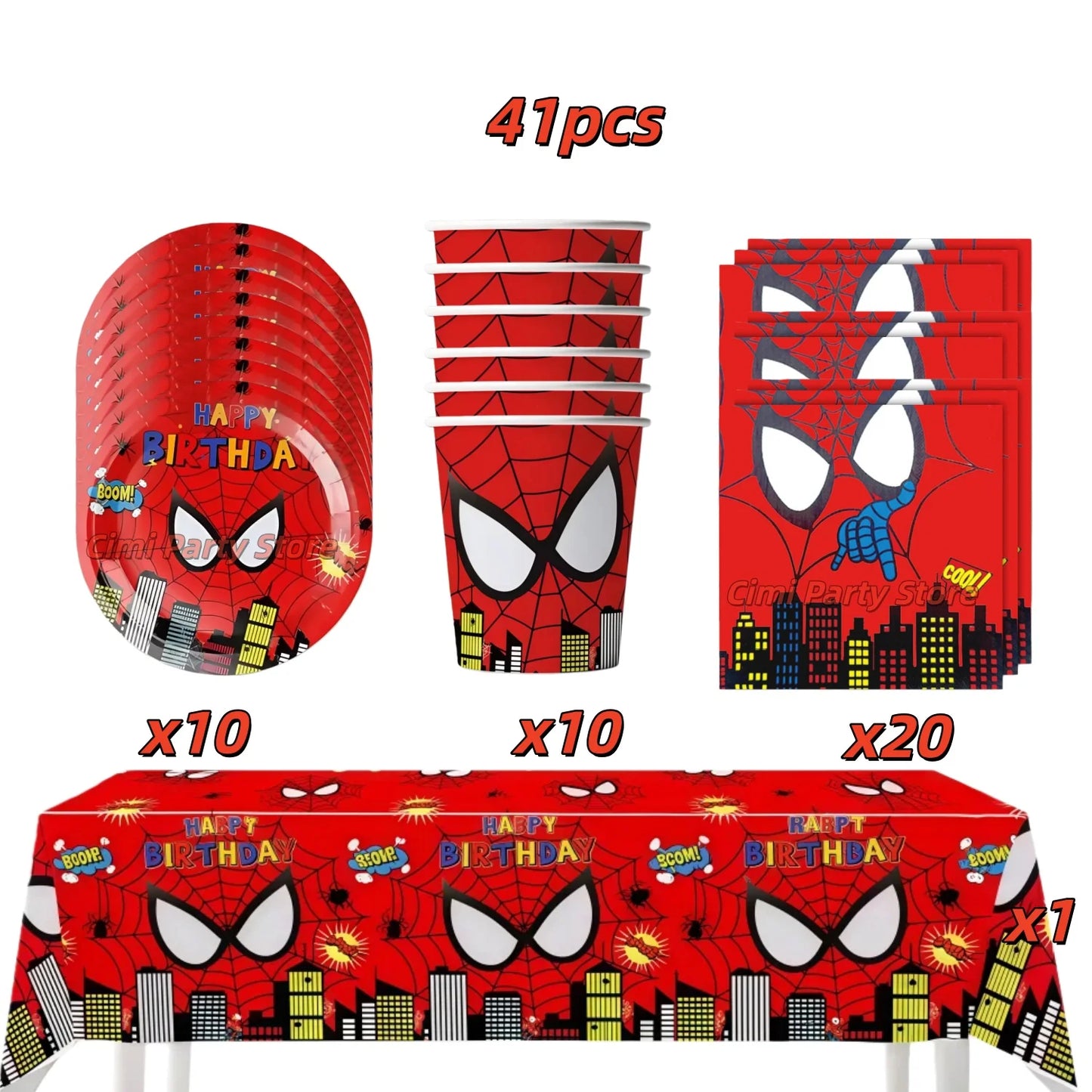 Spider Hero Birthday Party Supplies Set – Kids' Party Tableware Kit with Plates, Cups, Tablecloth, Backdrop, Balloons & Decorations