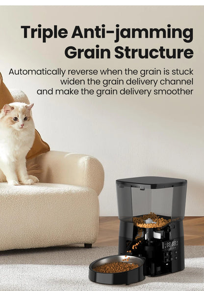 ROJECO Comedero Automático para Mascotas – Dispensador Inteligente de Comida Seca con Control por Botones para Perros y Gatos