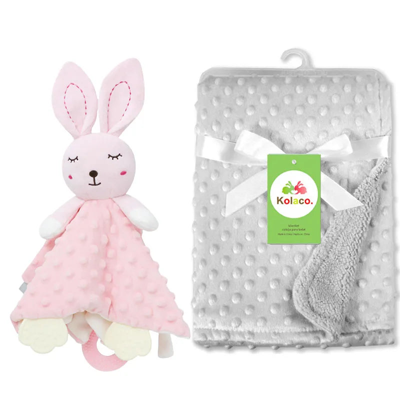 Couverture et doudou personnalisés avec prénom de bébé – Ensemble doux en minky à pois, 2-en-1, cadeau de naissance personnalisé pour garçons et filles