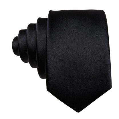 Set de corbata negra para hombre con pañuelo de bolsillo y gemelos. Corbata tejida para ocasiones formales de negocios o bodas.