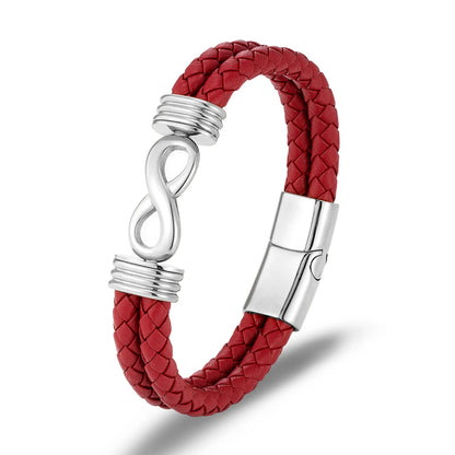 Inspirational Infinity Number 8 Leather Bracelet for Men – Motivational Cuff Bangle, Anniversary & Father’s Day Gift