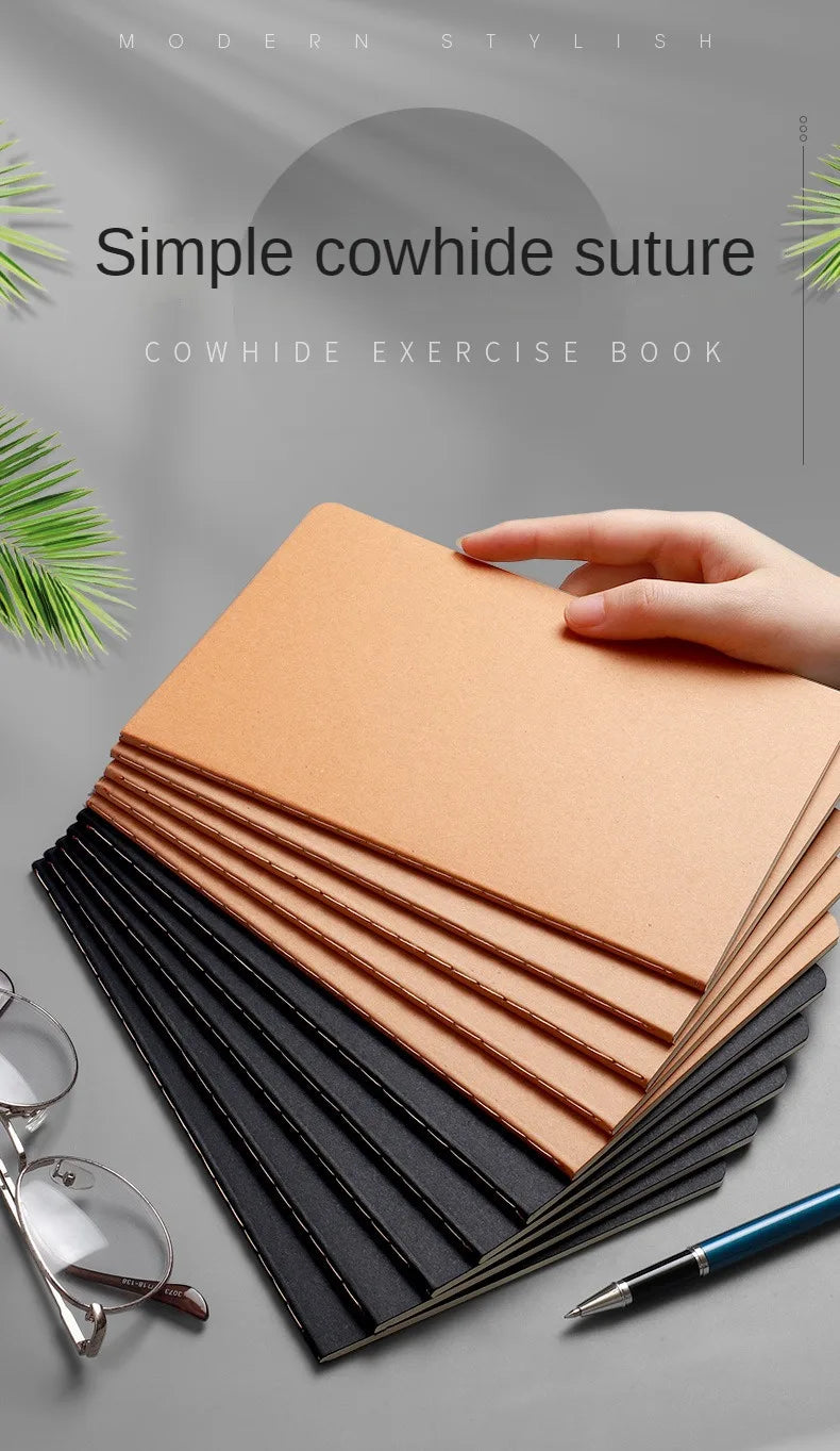 A5 Kraft Cover Notebook – Vintage Blank, Grid & Lined Journal for School & Office