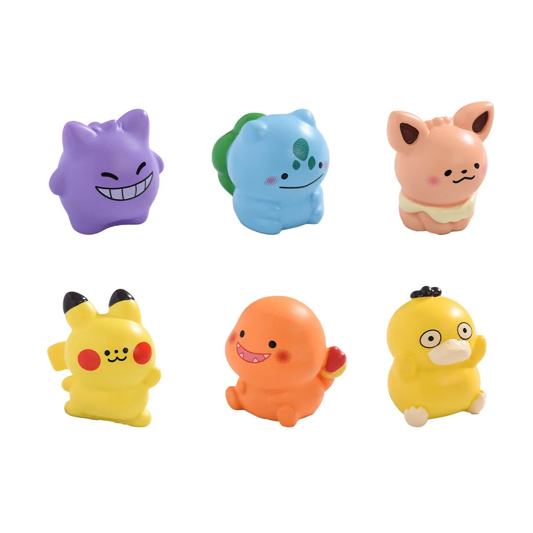 6PCS/SET Pokémon Anime Figures – Pikachu, Gengar, Bulbasaur & Charmander Luminous Cute Model Ornaments for Collection & Gifts