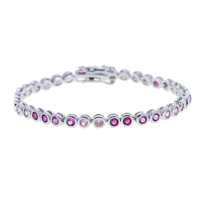 Pulsera de tenis 5A CZ – Pulsera geométrica de cristal de circonita cúbica con bisel para mujer | Joyería de moda clásica de lujo