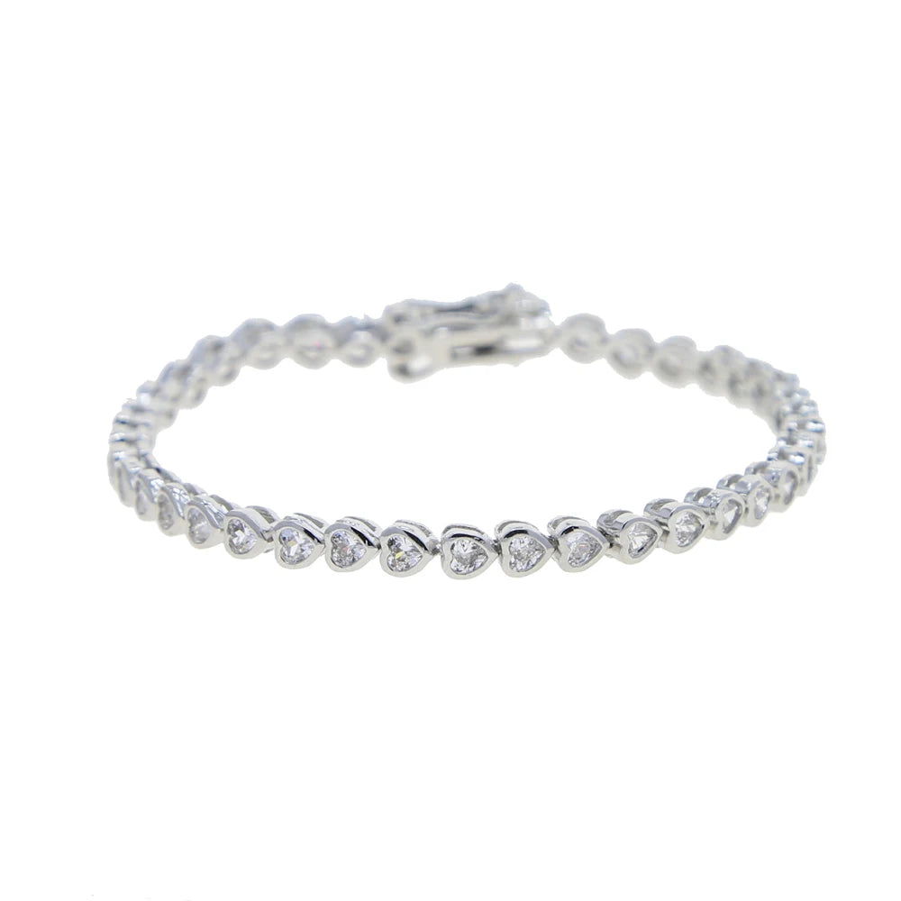 Pulsera de tenis 5A CZ – Pulsera geométrica de cristal de circonita cúbica con bisel para mujer | Joyería de moda clásica de lujo