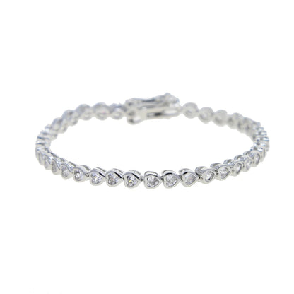 Pulsera de tenis 5A CZ – Pulsera geométrica de cristal de circonita cúbica con bisel para mujer | Joyería de moda clásica de lujo