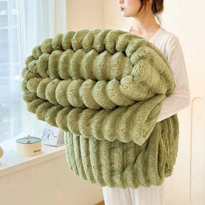 Manta Suave de Felpa de Conejo Artificial – Manta Gruesa Cálida para Sofá, Cama y Confort Otoñal