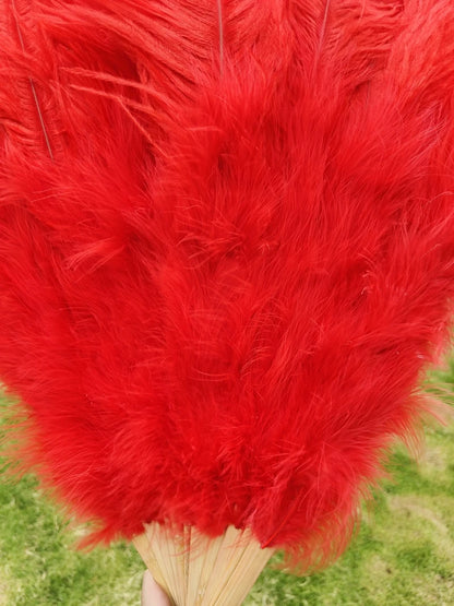 Abanico Grande de Plumas de Avestruz Blancas – Elegante Abanico para Baile y Actuaciones Escénicas (100 cm / 130 cm)