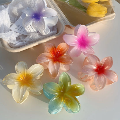 Pinzas de pelo hawaianas con diseño floral degradado – Pasadores grandes florales tropicales para mujer | Accesorios de moda para el pelo para vacaciones en la playa