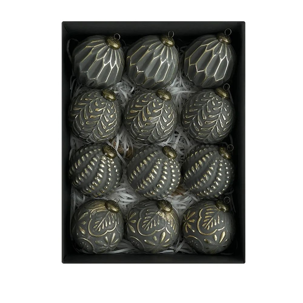 12PCS 8CM Shatterproof Christmas Tree Ball Ornaments – Retro Reusable Hanging Baubles for Elegant Xmas Tree & Holiday Home Decor