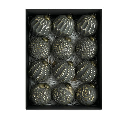 12PCS 8CM Shatterproof Christmas Tree Ball Ornaments – Retro Reusable Hanging Baubles for Elegant Xmas Tree & Holiday Home Decor