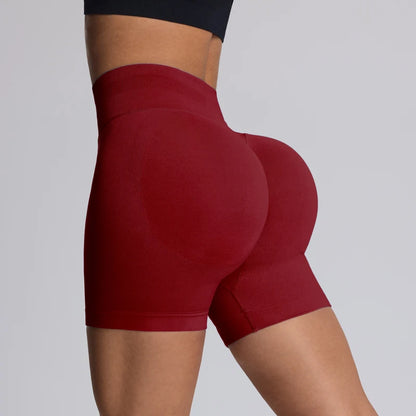 Shorts de yoga femme taille haute gainant sans couture pour l'entraînement, la salle de sport, la course et le fitness, à fort impact