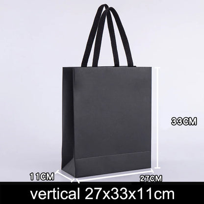 Premium Black Kraft Paper Gift Bag – Reusable Shopping & Gift Packaging for Weddings, Christmas, Parties, Cookies, Candy, Clothing & Special Occasions
