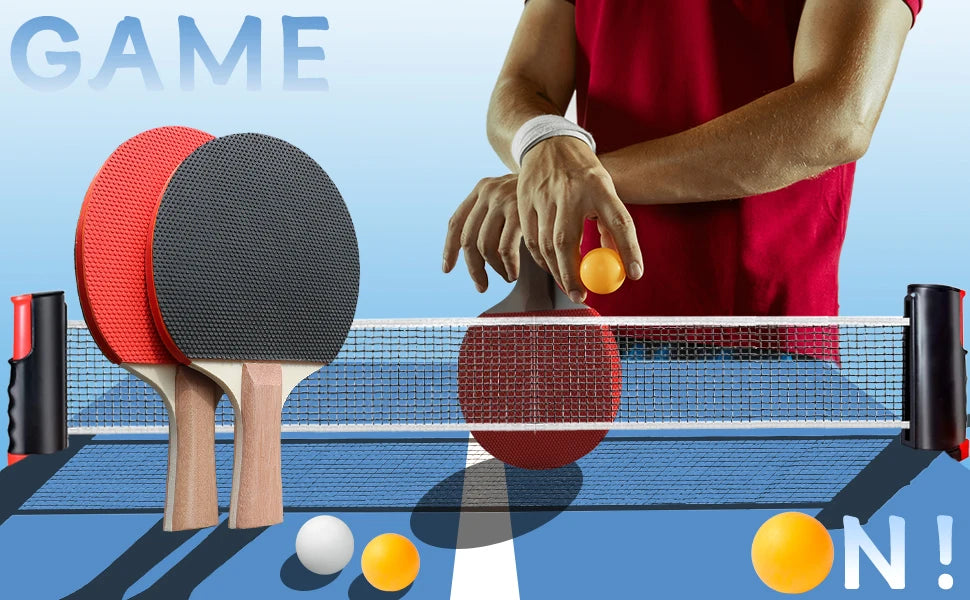Portable Table Tennis Set – Ping Pong Paddle Set with Retractable Net, Carry Bag & 40+ Balls for Indoor/Outdoor Games Gift
