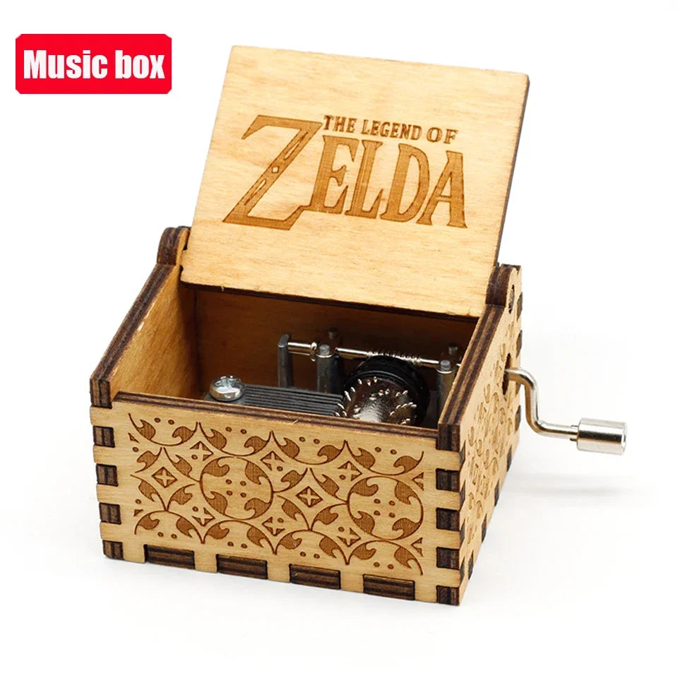 The Legend of Zelda Wooden Music Box – Hand-Crank DIY Anime Collectible Gift (Sky City Theme)