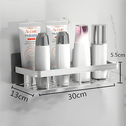 Estante de baño para montaje en pared sin taladros, organizador de almacenamiento de cocina para champú y artículos de tocador