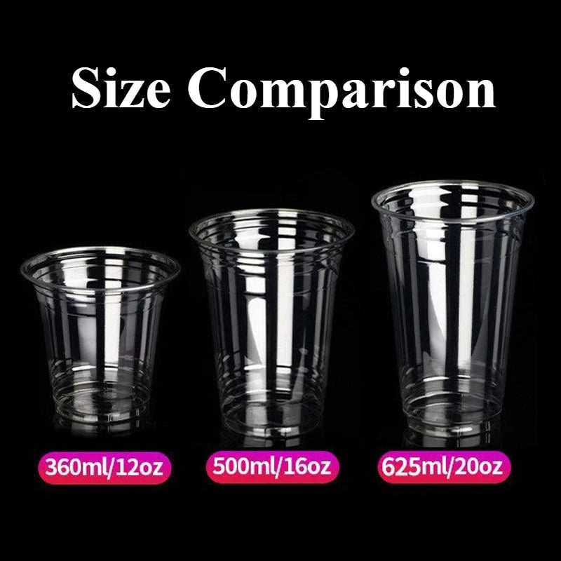 16oz/20oz Clear Plastic Cups with Lids – Disposable Iced Coffee Cups with Sip Lids, Sturdy Smoothie Cups for Cold Drinks, Takeout Beverages & Party Supplies