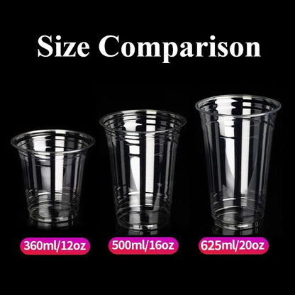 16oz/20oz Clear Plastic Cups with Lids – Disposable Iced Coffee Cups with Sip Lids, Sturdy Smoothie Cups for Cold Drinks, Takeout Beverages & Party Supplies