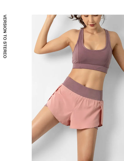 Women’s Sport Running Shorts Double Layer Yoga Gym Fitness Jogging Training Summer Short Pants