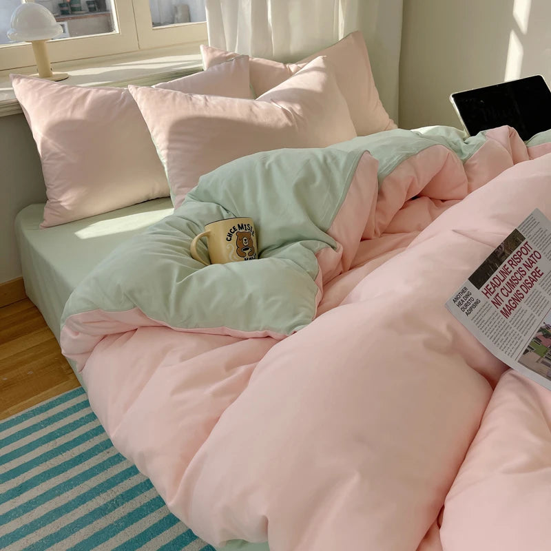 4-Piece Cotton Bedding Set – Solid Duvet Cover, Bed Sheet & Pillowcase Set for Twin, Queen & King Beds