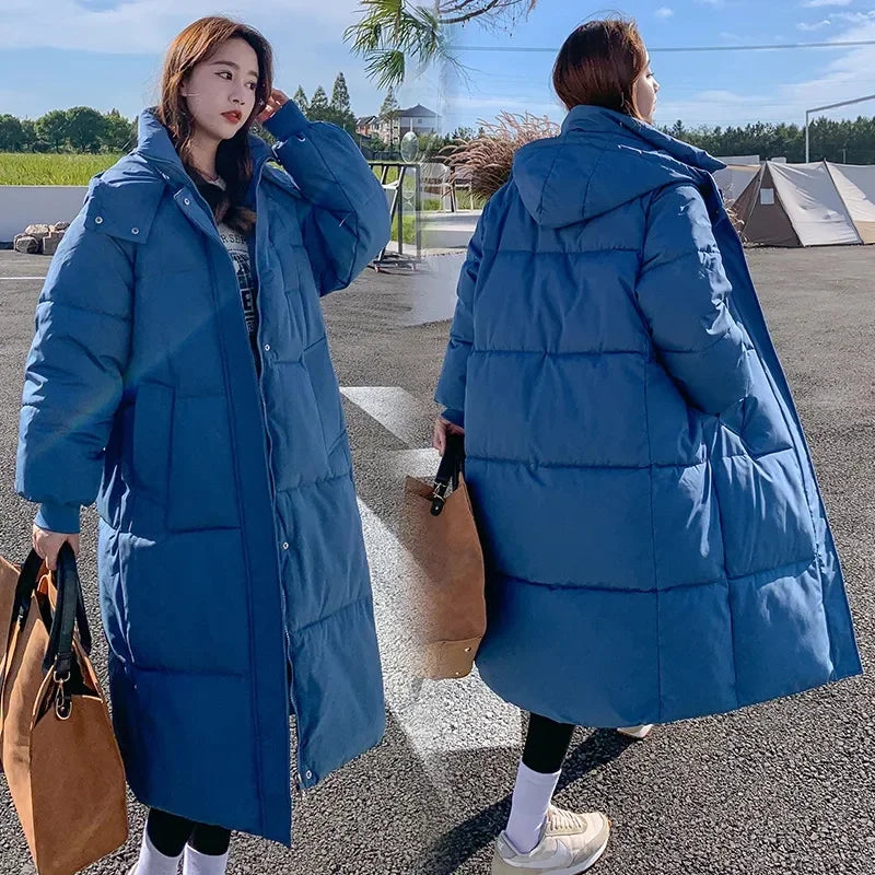 Women’s Long Hooded Winter Parka – Thick Cotton-Padded Puffer Coat, Warm Loose-Fit Jacket for Cold Weather & Snowy Days