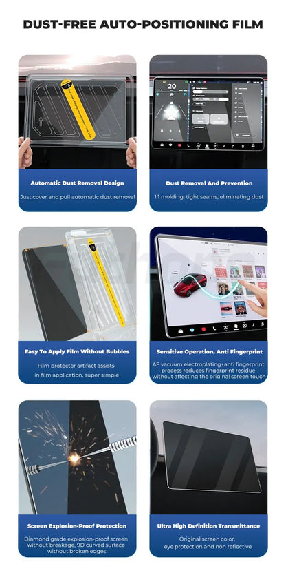 Futhope Protector de Pantalla de Vidrio Templado de 16 Pulgadas para Tesla Model Y y Model YL Juniper (2017–2026) – Película Protectora de Pantalla Central HD con Herramienta de Instalación