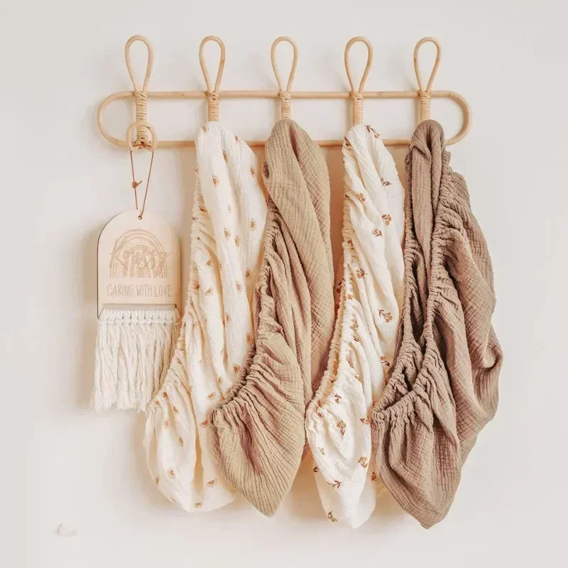 Sábana de cuna de algodón muselina suave y transpirable para bebé – Sábana ajustable universal para cunas de recién nacidos, moisés y camas infantiles