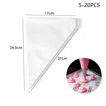 Poches à douille jetables – Lot de 20/50/100 poches à douille pour décoration de gâteaux, outil de glaçage pour crème et fondant, accessoires de pâtisserie pour cupcakes, biscuits et desserts