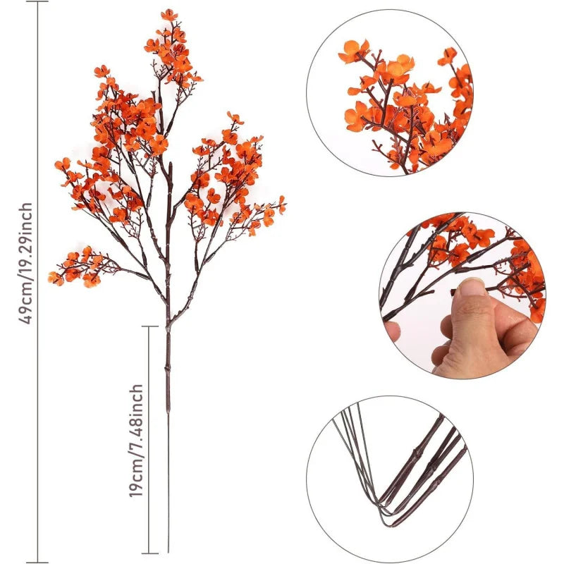 3PCS Artificial Baby’s Breath Flowers – Breathable Silk Plants for Autumn & Halloween Decor, Seasonal Home Decorations